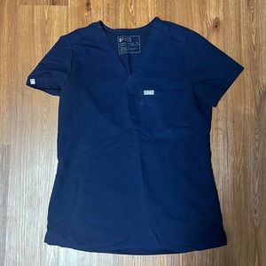 Navy Blue Figs Scrub Top